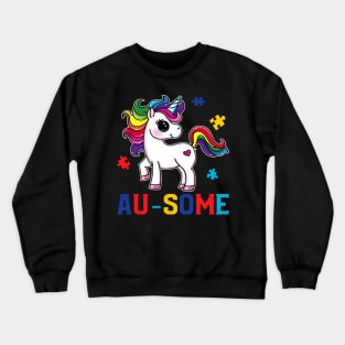 Au-some Funny Unicorn Autism awareness Puzzle Piece shirt tee Crewneck Sweatshirt